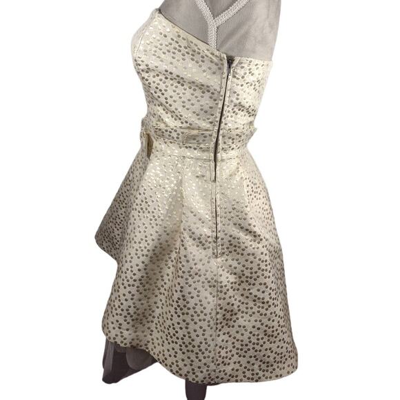 Vintage Betsey Johnson White Gold Polka Dot Strapless Cocktail Party Dress Size4 - Picture 4 of 16